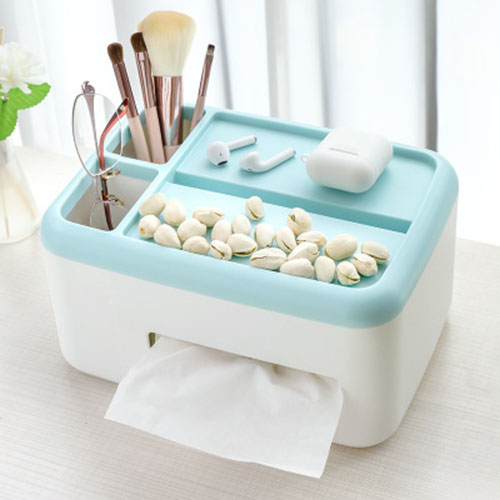 Hộp đựng giấy ăn có khay để điện thoại điều khiển đựng đồ đa năng để bàn tiện dụng