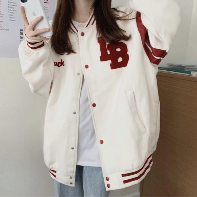 Áo khoác nỉ bóng chày bomber nam nữ form rộng chất mềm mịn IB Hot