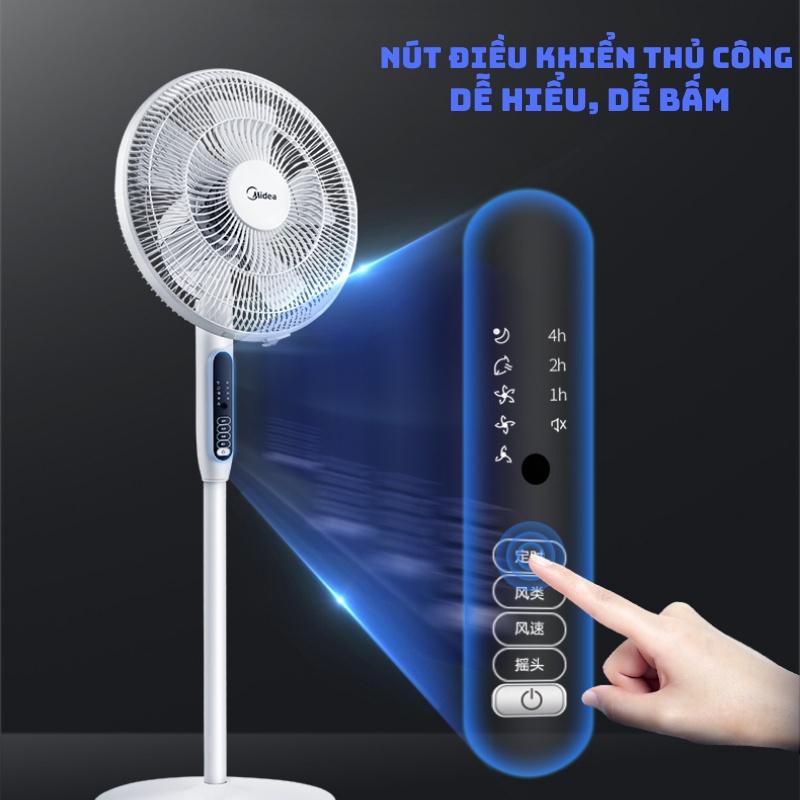 Quạt Điện Cây Đứng Midea có Điều Khiển Từ Xa 5 Cánh Quạt 3 Tốc Độ Gió Sang Trọng Có Hẹn Giờ