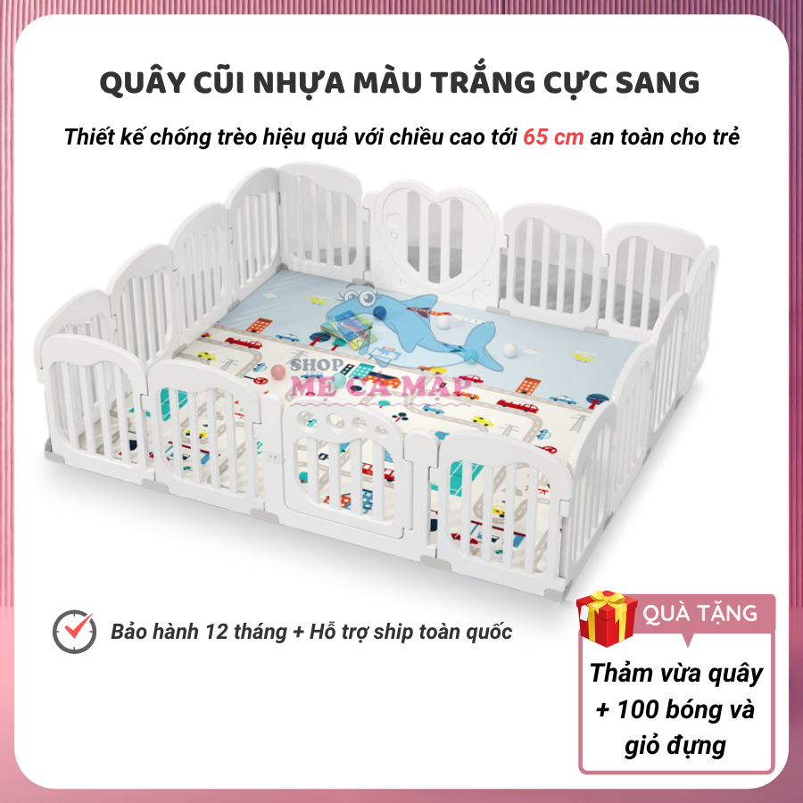 Quây cũi nhựa TẶNG KÈM 100 BÓNG VÀ 1 THẢM, quây cũi nhựa nguyên sinh an toàn