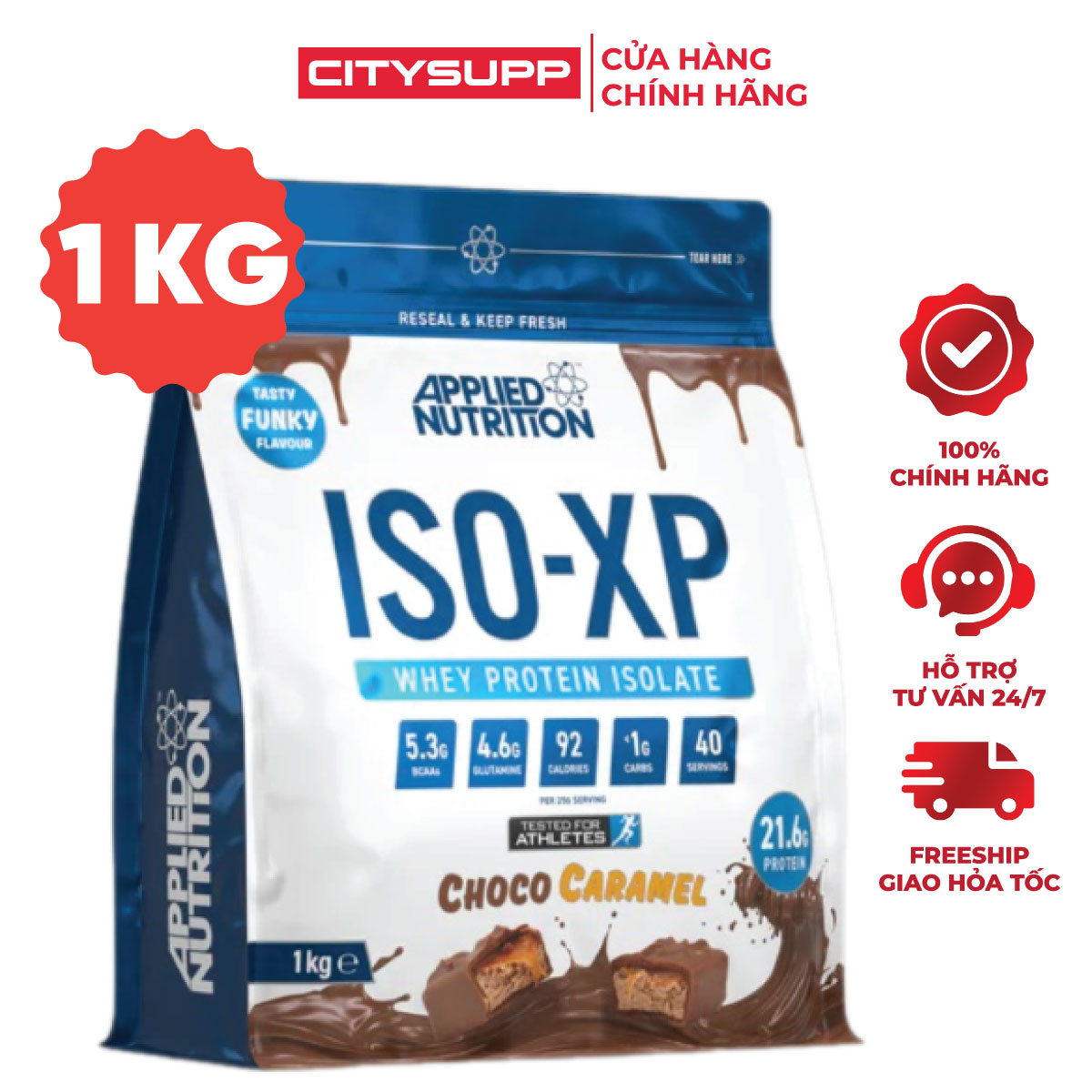 Applied Nutrition ISO-XP 1KG (40 Lần Dùng) 100% Grass Fed Whey Protein Isolate, Hỗ Trợ Phục Hồi và Xây Dựng Cơ