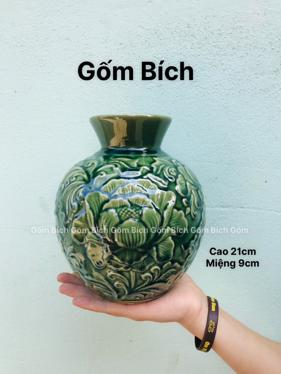 Bình Hoa Lọ Hoa Phù Dung Vân Nổi - Gốm Sứ Bát Tràng - Decor Trang Trí Nội Thất