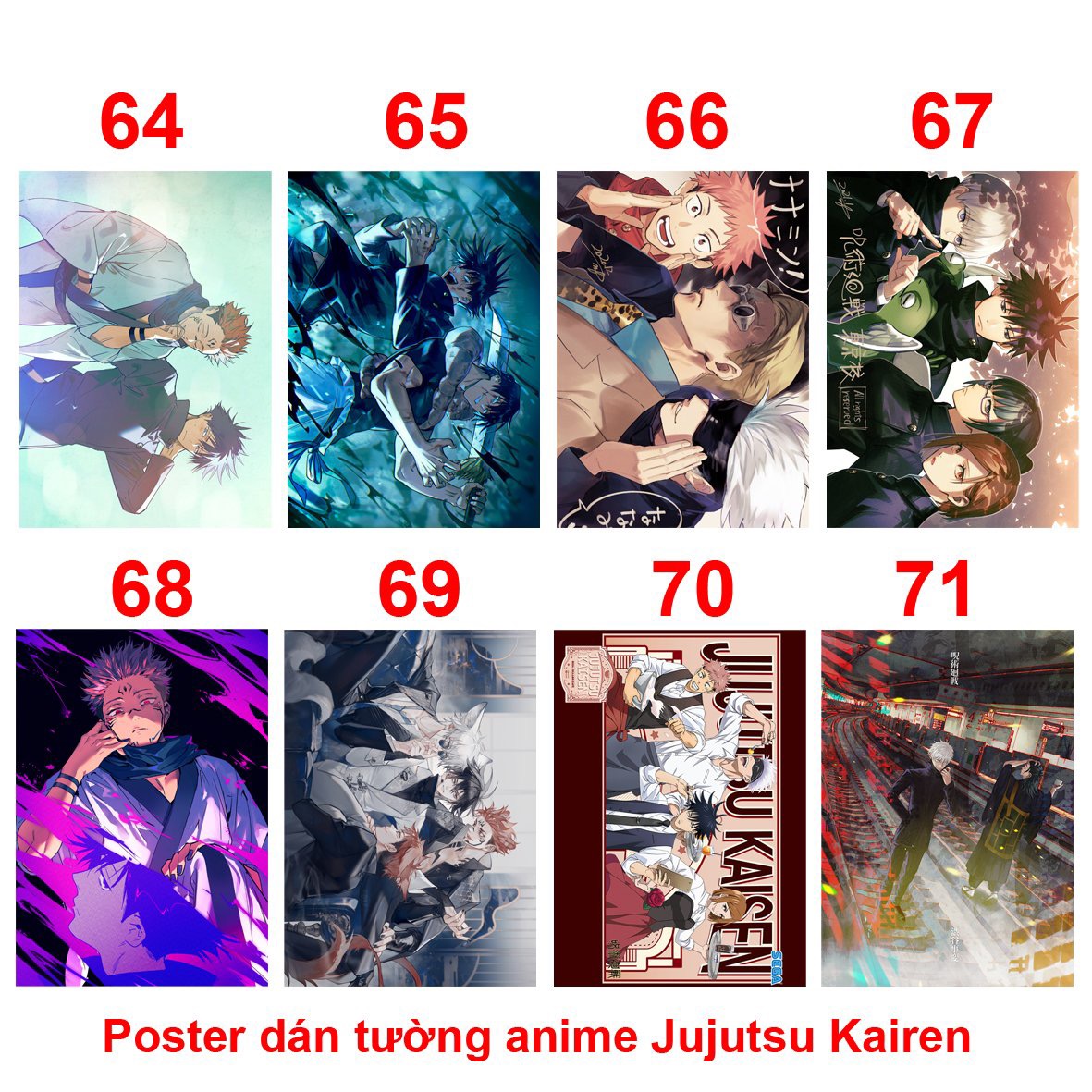 Tranh ảnh poster JuJutsu kaisen 6 tấm khác nhau