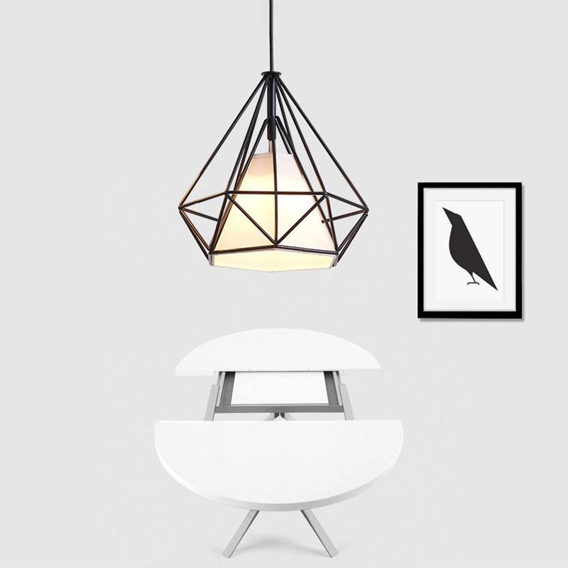 Đèn thả đơn kim cương khung sắt tĩnh điện kèm bóng led phi 250 + Video hướng dẫn lắp đặt DT 6527