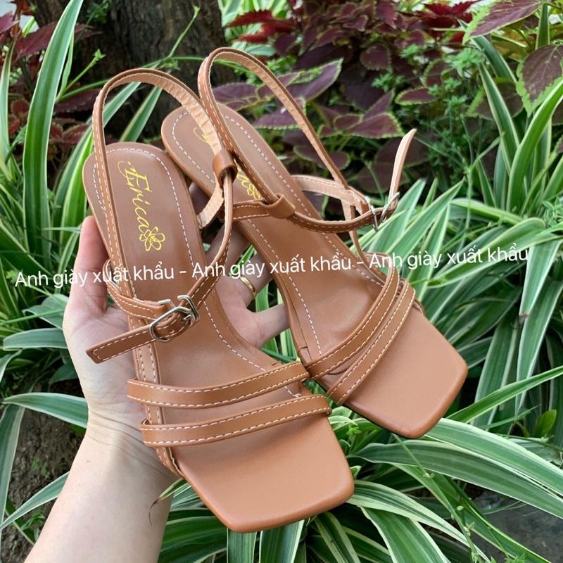 SD74 - Sandal dây mảnh 2 quai dây sườn gót dẹt 5p da lì cực xinh