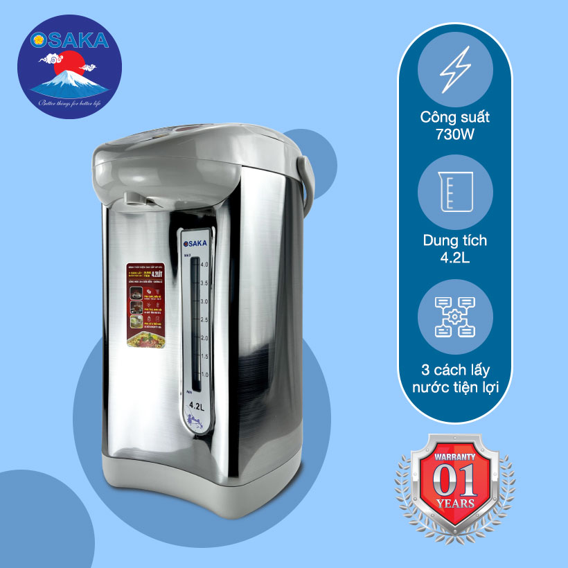 Bình thủy điện cao cấp AP-42L dung tích 4.2 lít - Lòng inox bền đẹp - Hàng chính hãng