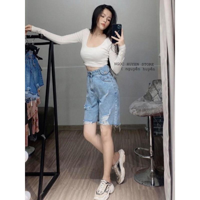quần ngố nữ rách ️ (MUA 2 GIẢM 9K) quần ngố jeans ,bắp túi