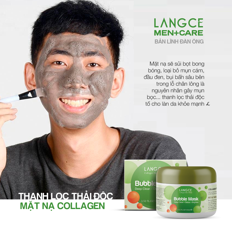 MẶT NẠ SỦI BỌT COLLAGEN THANH LỘC THẢI ĐỘC TỐ SE KHÍT LỖ CHÂN LÔNG 100ml LANGCE dành cho Nam