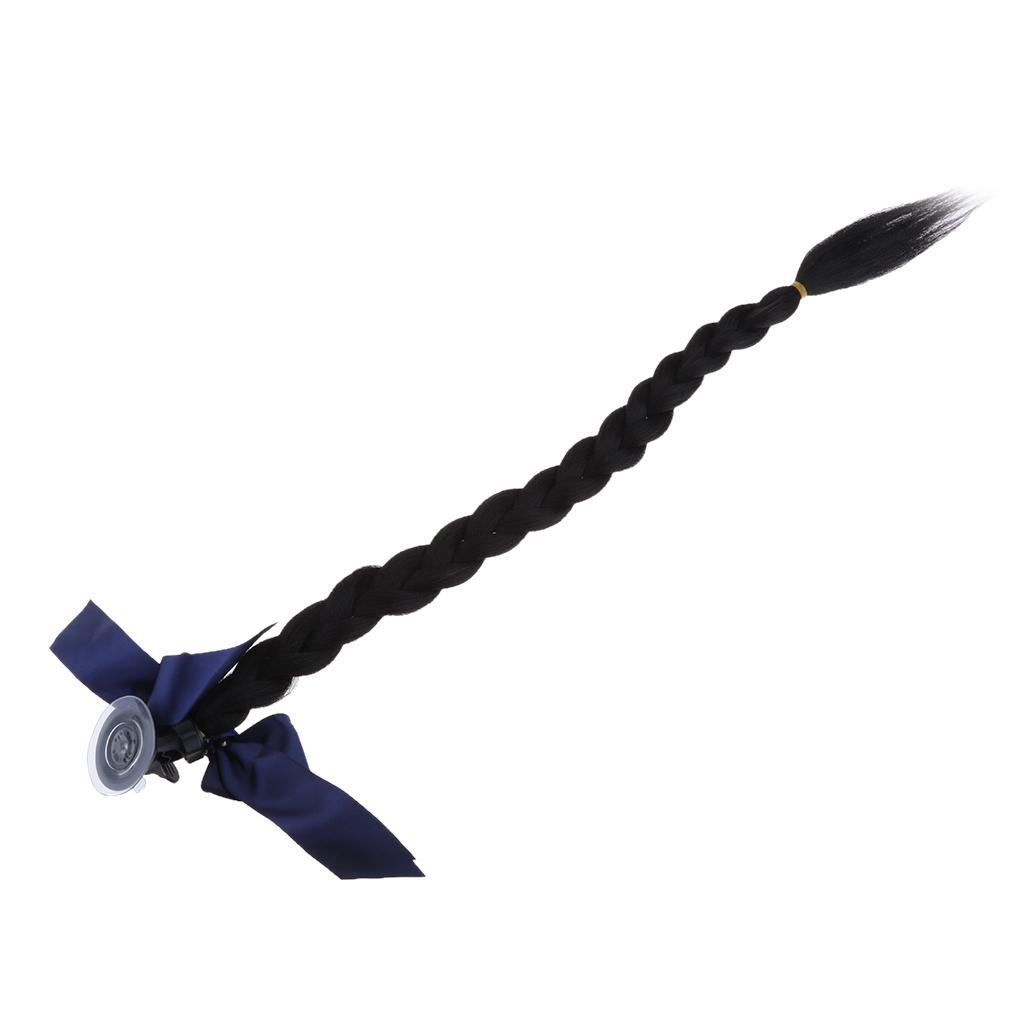 Black  Ponytail/Pigtails Motorcycle Braid  Hair with Suction Cup