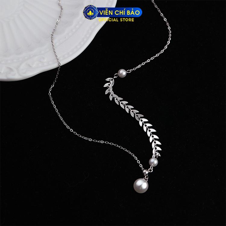 Dây chuyền bạc nữ Dương xỉ hạt châu, vòng cổ nữ Choker bạc 925 thời trang phụ kiện trang sức nữ Viễn Chí Bảo D000130x