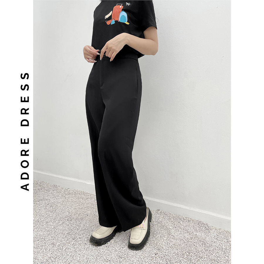 Quần Culottes casual style tuytsy trơn nâu ánh rêu  và đen 321TR2003 ADORE DRESS