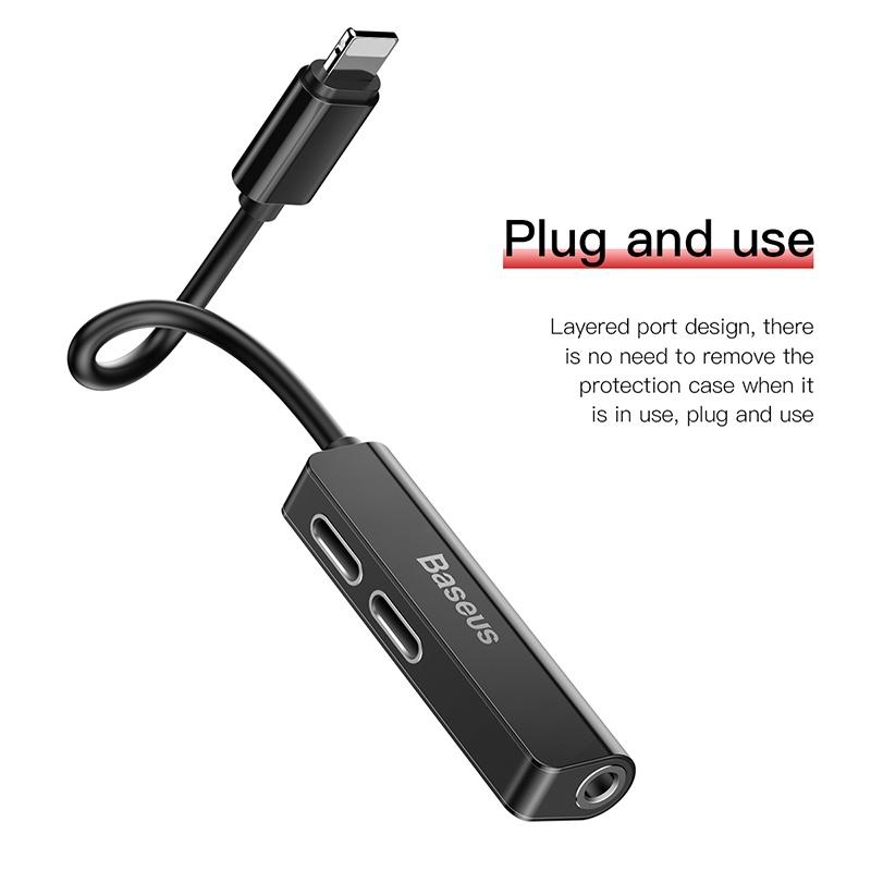 Baseus -BaseusMall VN Bộ chuyển cổng Ln sang Dual Ln + Audio AUX 3.5mm Baseus L52