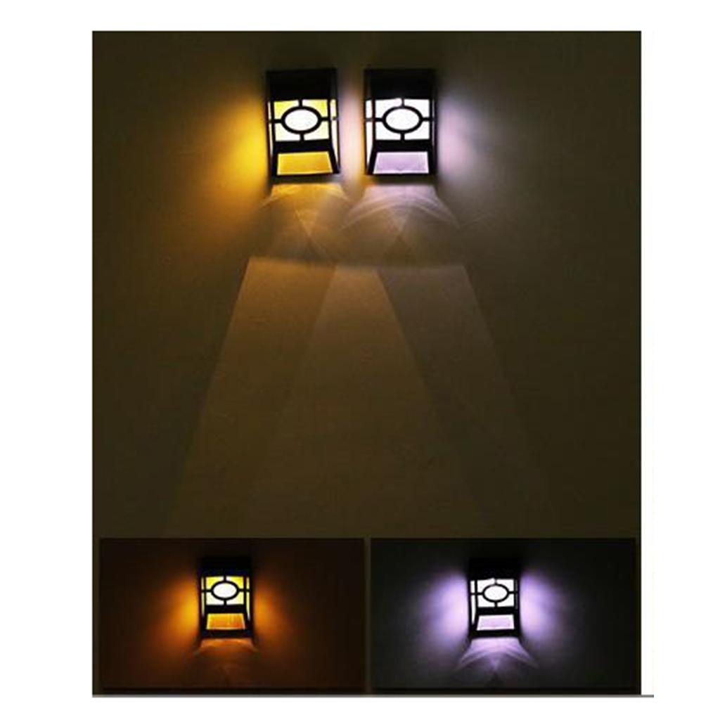 2Pcs LED Solar Power Wall Light Warm Light for Outdoor Patio Garden Yard