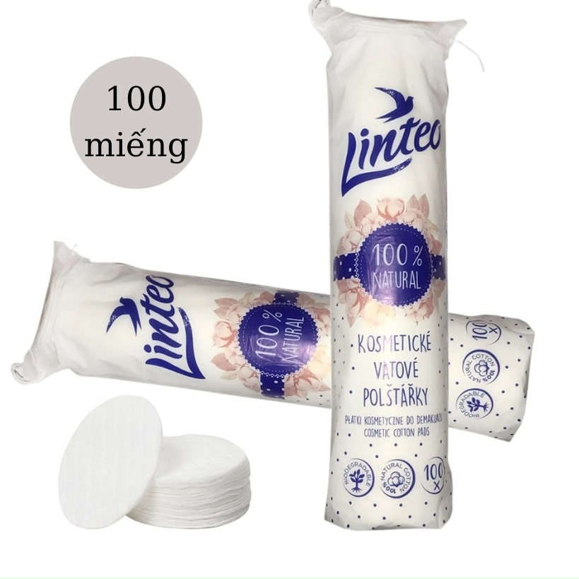 [CHÍNH HÃNG] Bông Tẩy Trang Linteo 100 miếng|100% Cotton tự nhiên|EU