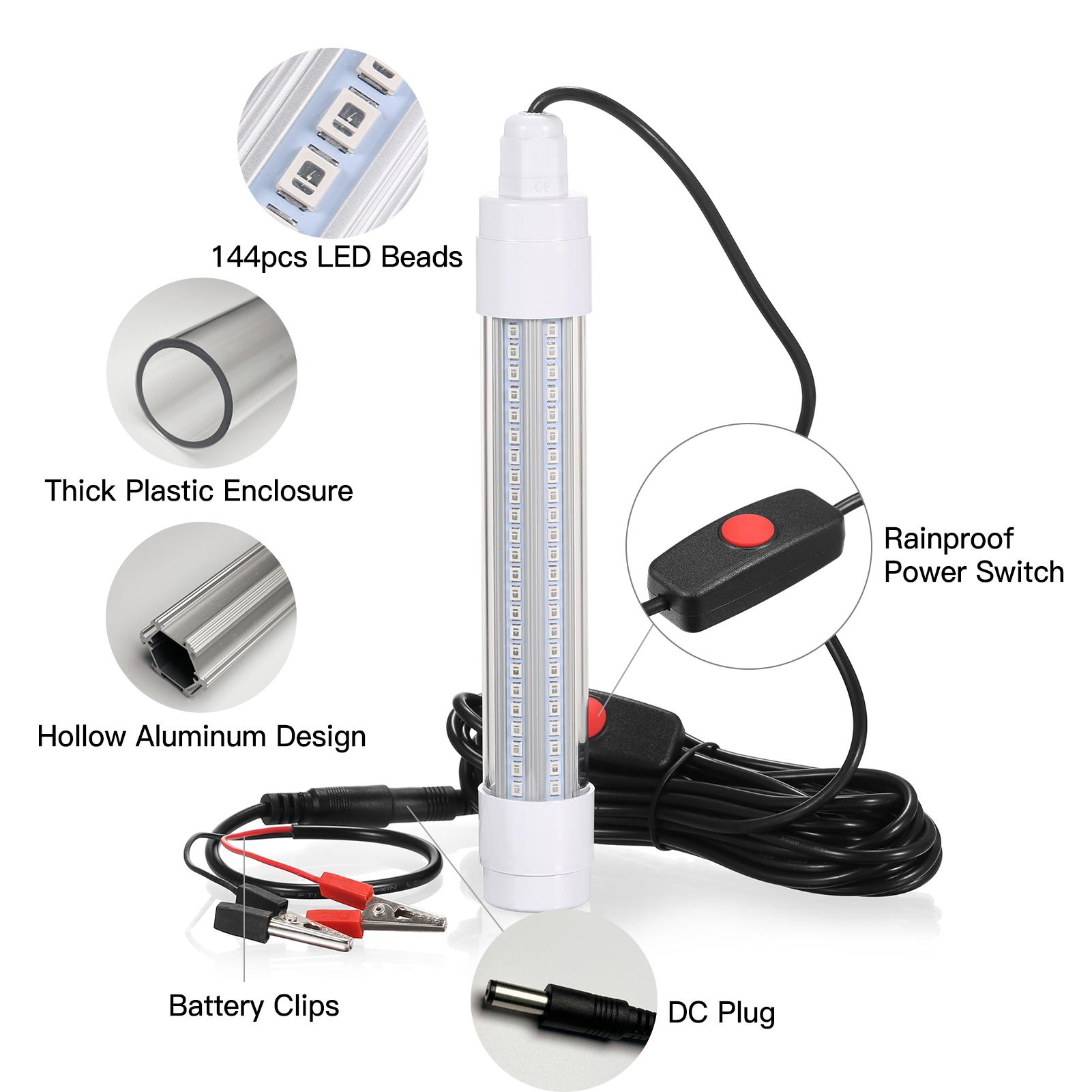 144 LED Submersible Fishing Light Underwater Fish Finder Lamp Night Fishing Lure Bait Light Fish Attracting Light
