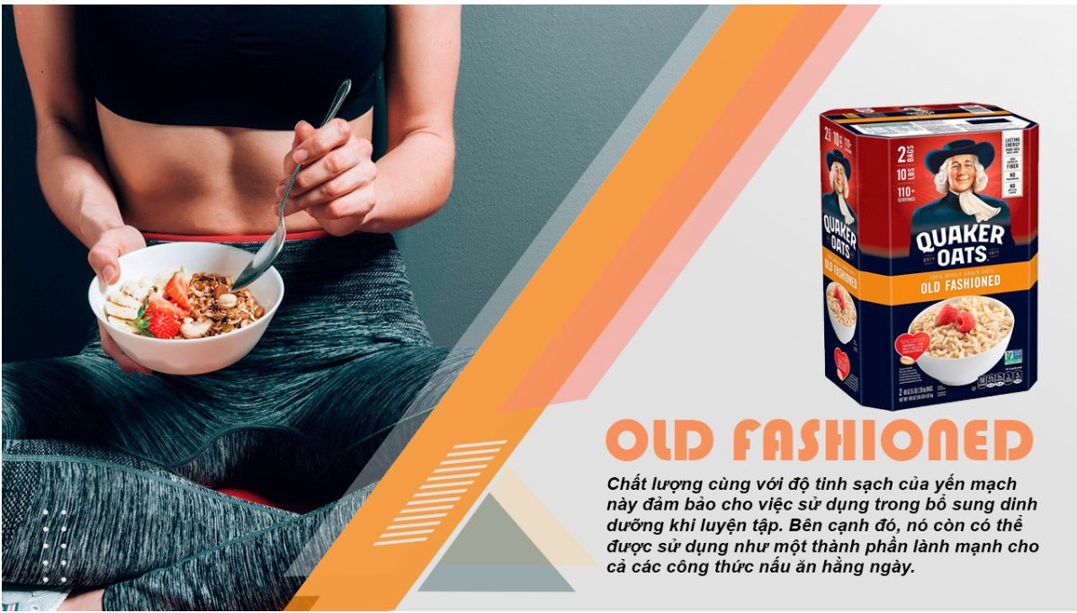 QUAKER OLD FASHION 4.53KG Yến Mạch Nguyên Hạt Cán Mỏng Quaker Oats Chính hãng 100%