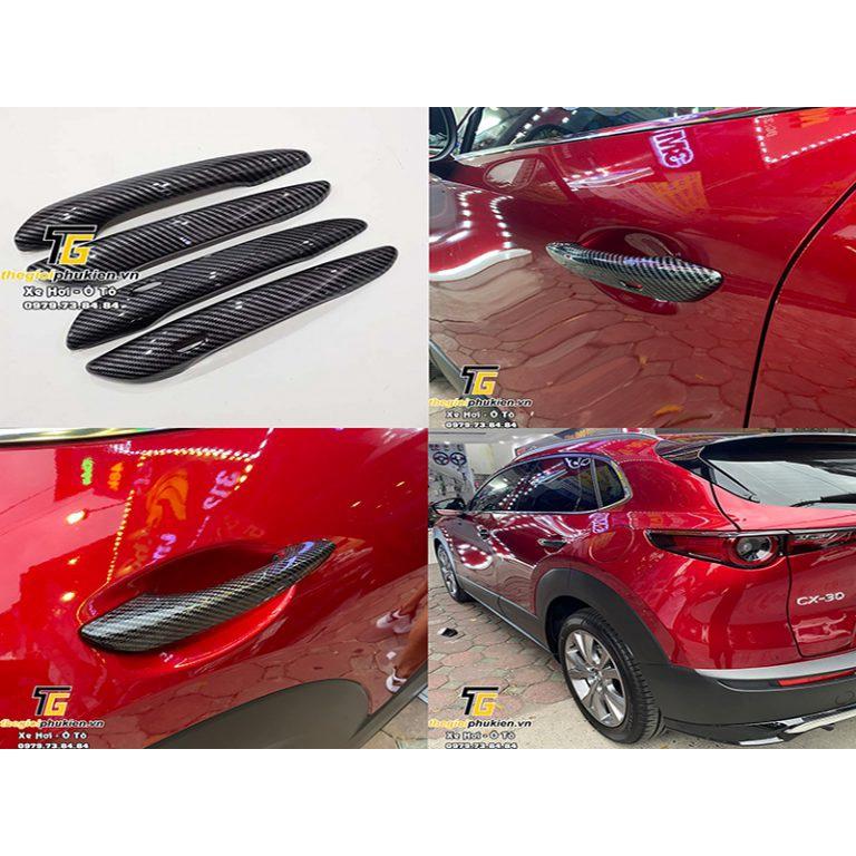 Ốp tay nắm cửa xe Mazda CX30, CX-30 nhựa ABS vân carbon cao cấp