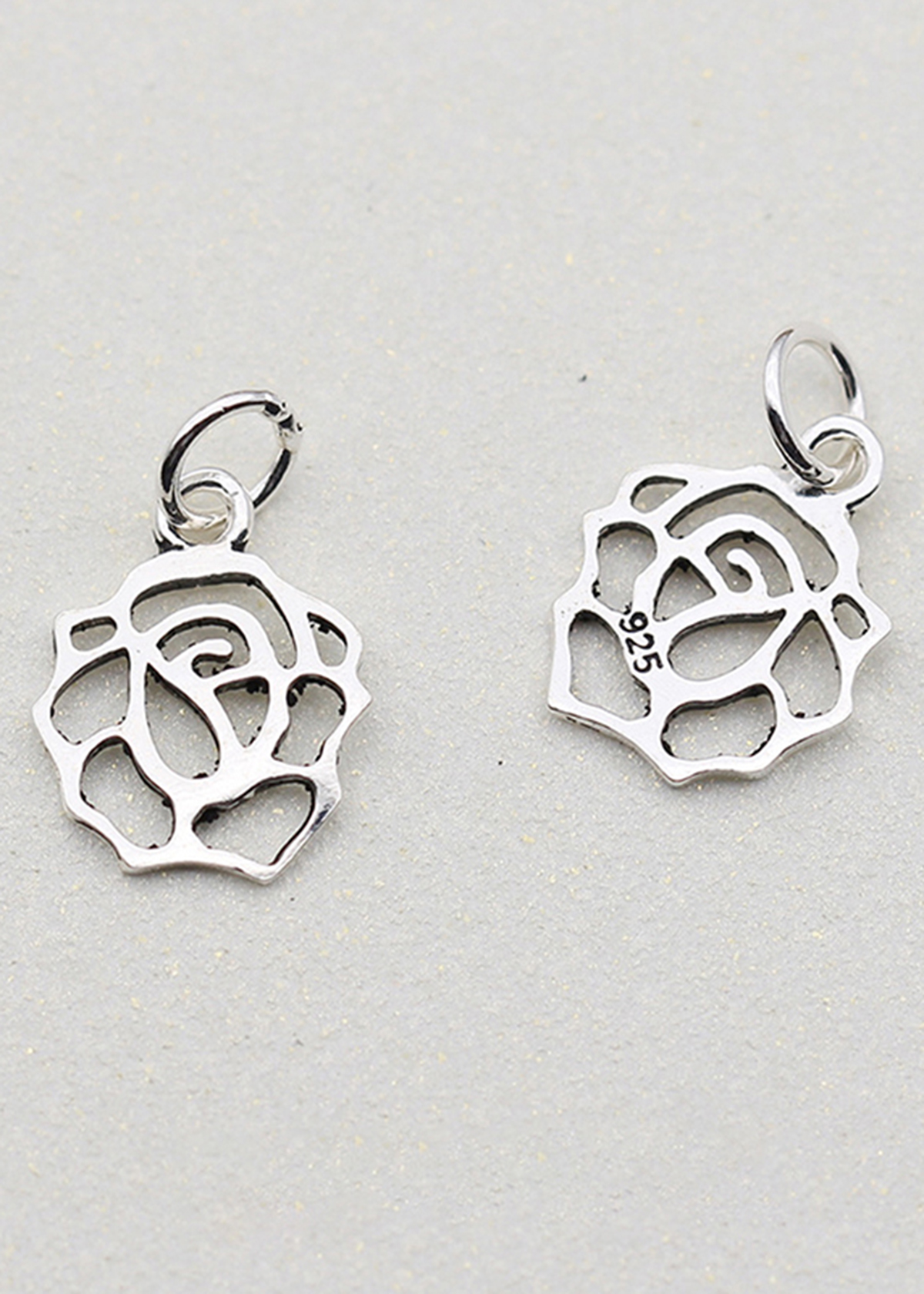 Combo 5 cái charm bạc hình hoa hồng treo - Ngọc Quý Gemstones