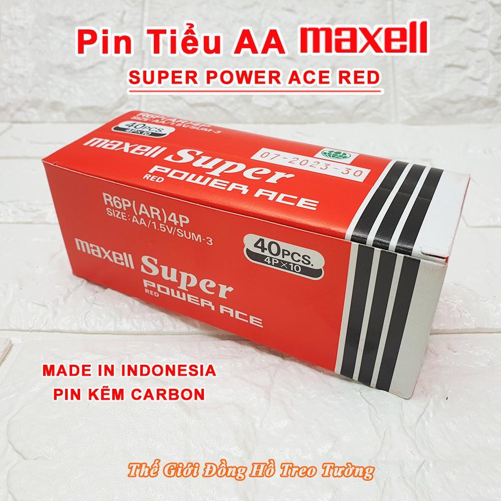 Pin tiểu Maxell AA Hộp 24 Viên Supper Power ACE Red  1.5V – Indonesia Vỏ Nhôm Chống chảy nước