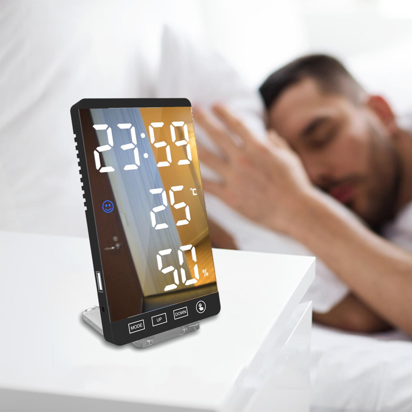 Digital Alarm Clocks,6 Inch Large Display LED Mirror Electronic Clock, with Charging Ports,Snooze,12/24H,Adjustable Brightness,for Bedroom Home Office