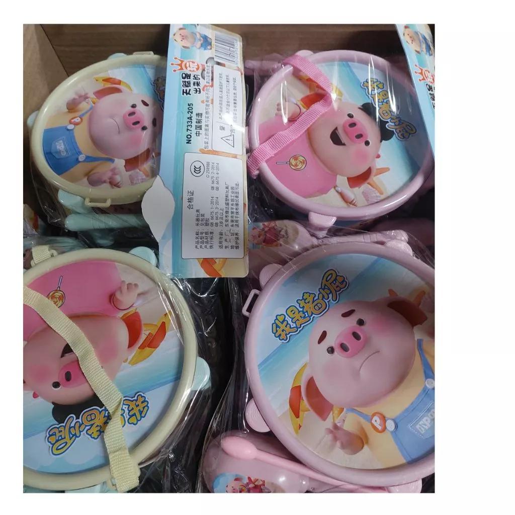 Trống hình heo đò chơi - Bộ đồ chơi trống mẫu mới kèm 2 lục lạc. Chất liệu nhựa ABS an toàn tuyệt đối cho bé