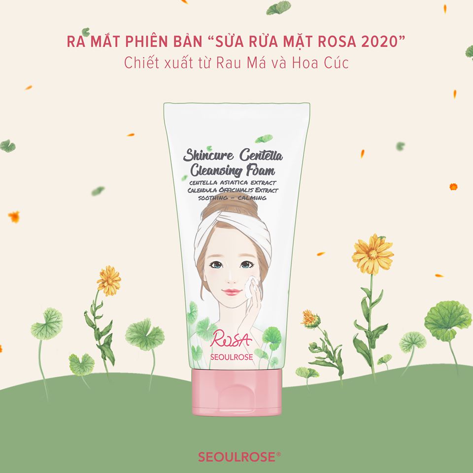 Sữa rửa mặt Rosa Skincure Centella Cleansing Foam – Rửa sạch sâu, hết bã nhờn