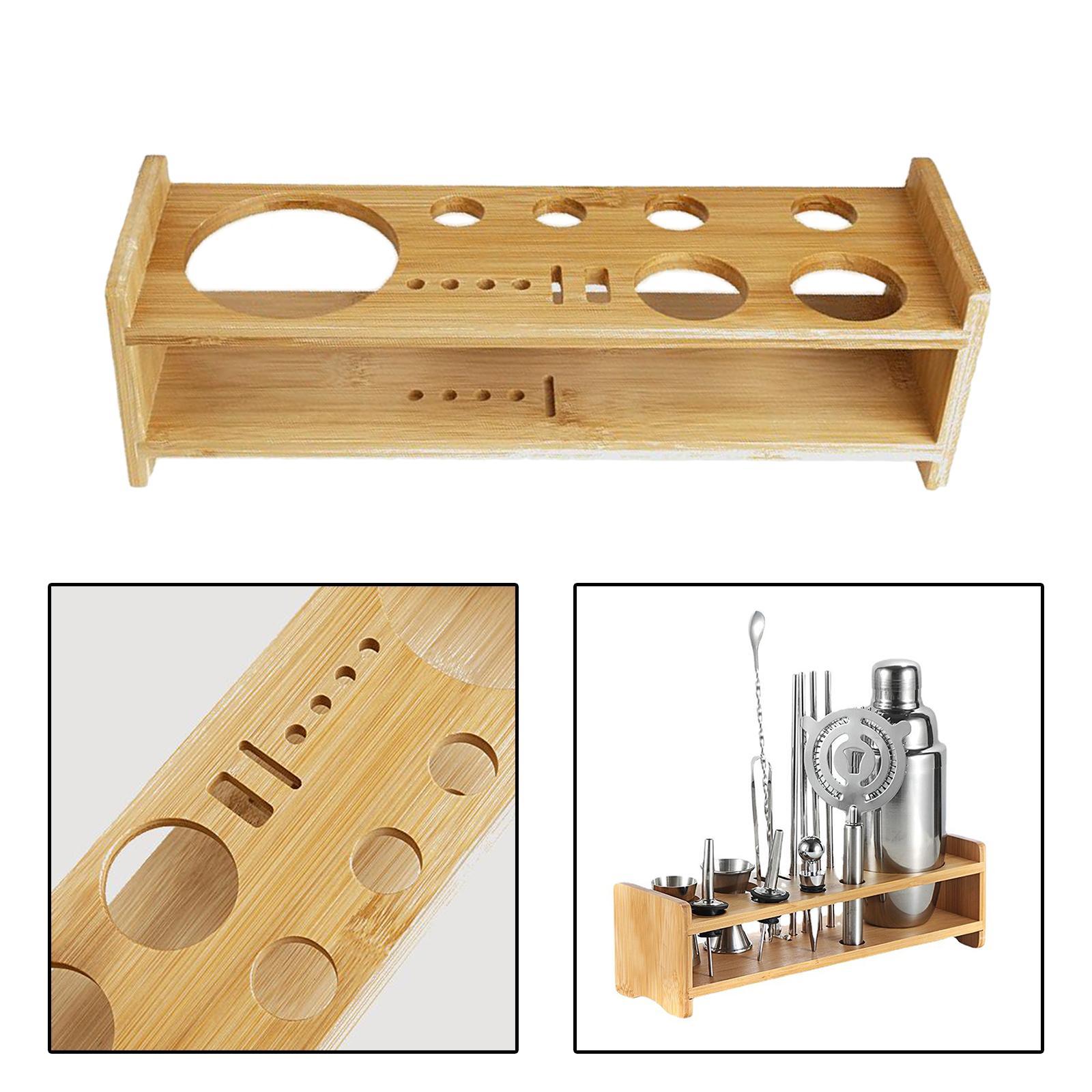 Cocktail Shaker Stand Cocktail Bartending Set Wooden Stand for Bar Party