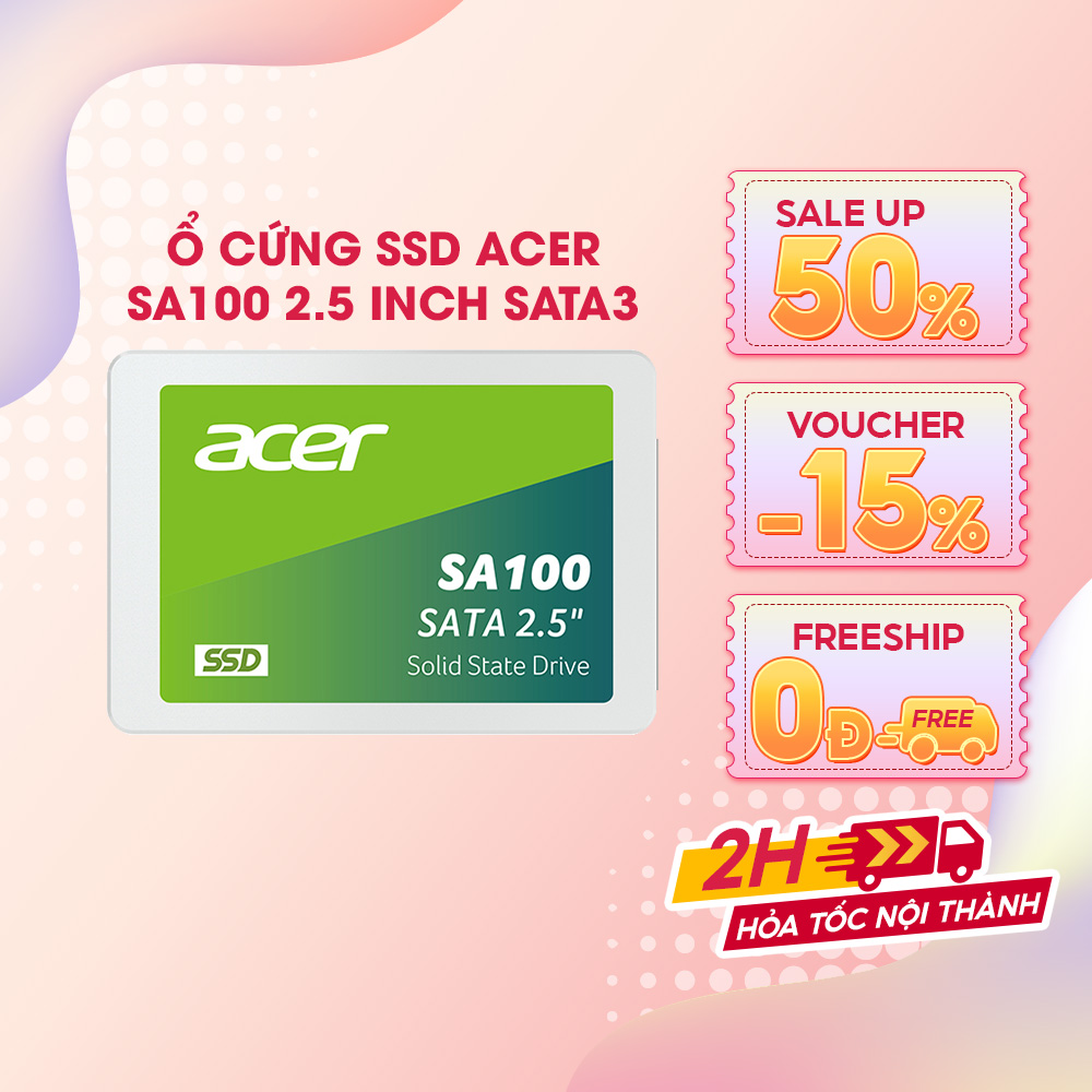 Ổ cứng SSD Acer SA100 SATA 3 3D NAND 120GB - 1920GB - Hàng chính hãng - 120GB