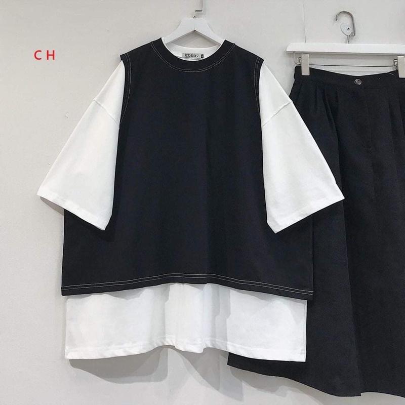 Sét gile viền chỉ nổi cổ tròn COS977