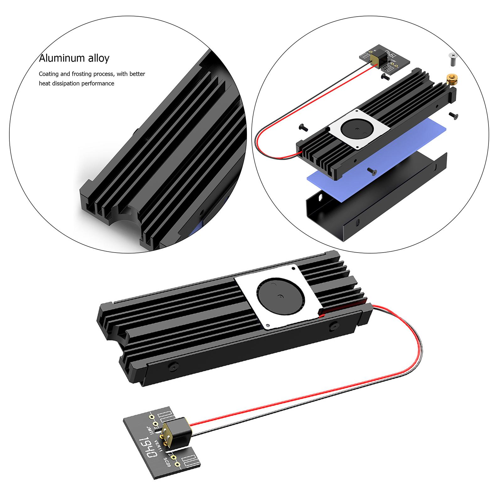 M.2 SSD NVME Fan Heat Sink Aluminum Radiator Cooling with Therma Pad