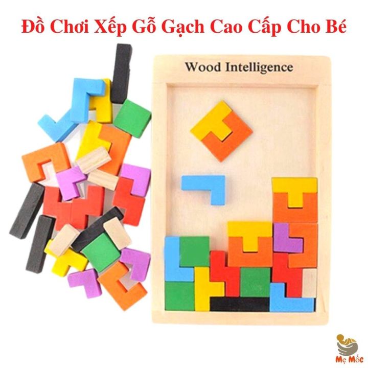 Đồ chơi xếp gạch gỗ logic thông minh, đồ chơi lắp ghép thông minh cho bé