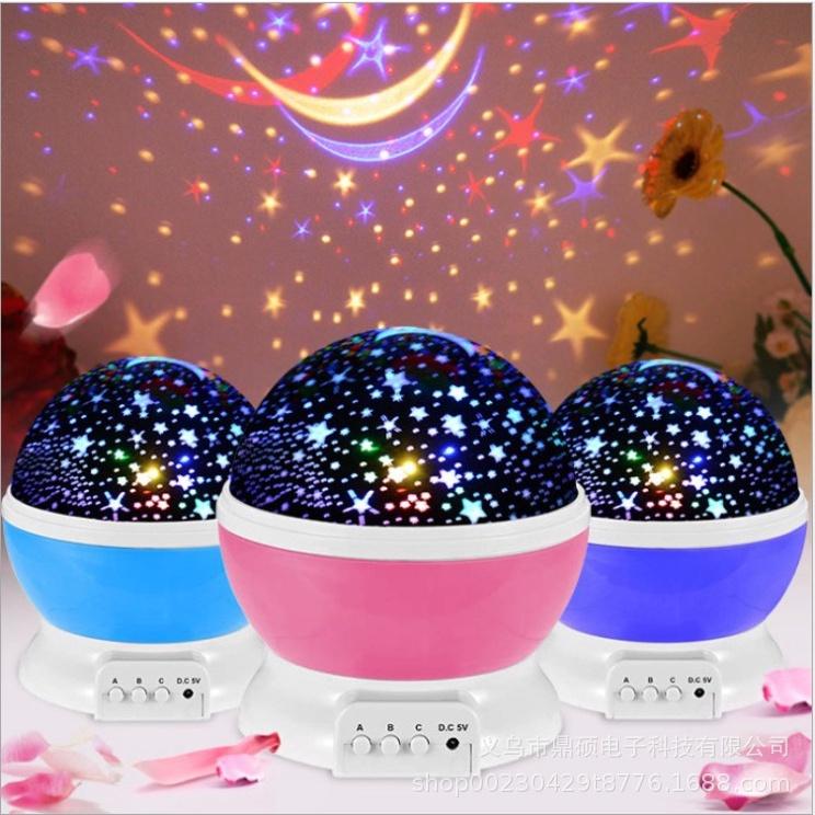 Đèn LED Chiếu Hình Mặt Trăng Và Ngôi Sao Xoay Lãng Mạn Trang Trí Phòng Ngủ