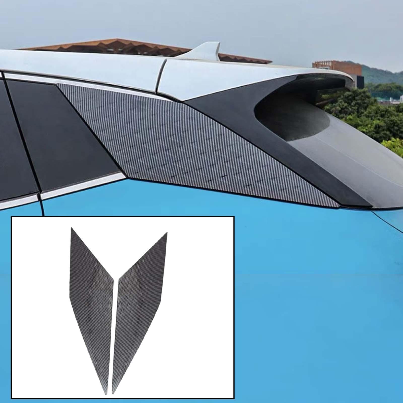 Rear Spoiler Wing Side Window Trim Covers Carbon Fiber
