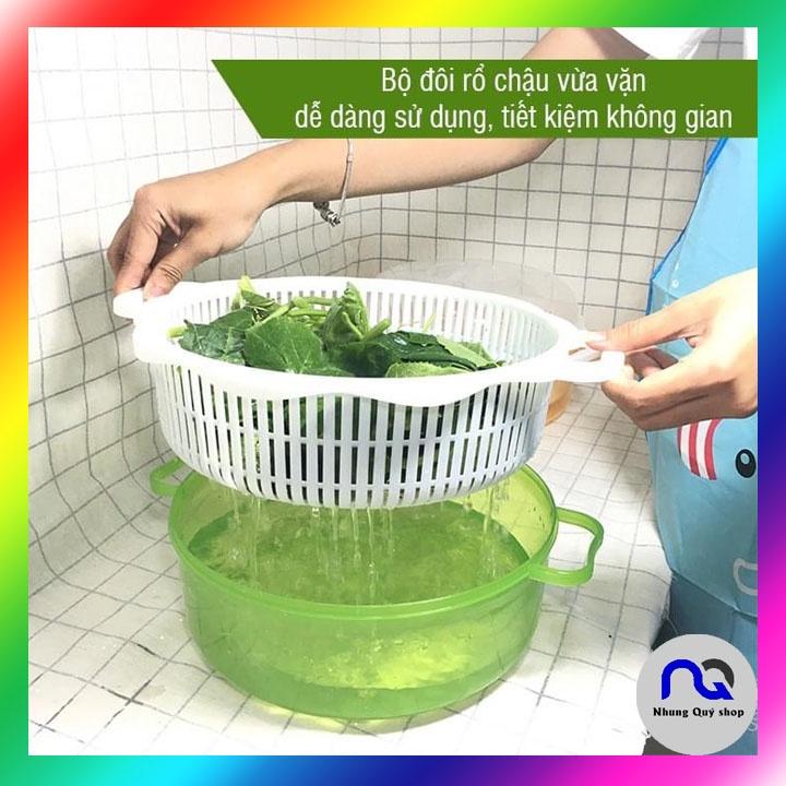 Bộ rổ chậu nhựa Song Long hình tròn có nắp đậy siêu tiện lợi (MS2896