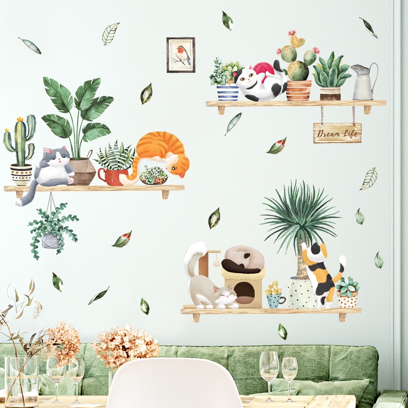 Sticker Giấy Dán Tường Decal Dán tường Tranh Dán Tường Trang Trí Tường Mẫu Kệ Hoa Lá Cây Cảnh ZH96