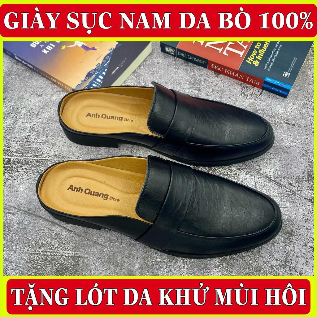 Giày sục nam hàng da bò cao cấp phong cách công sở trẻ trung lịch lãm AQ8988