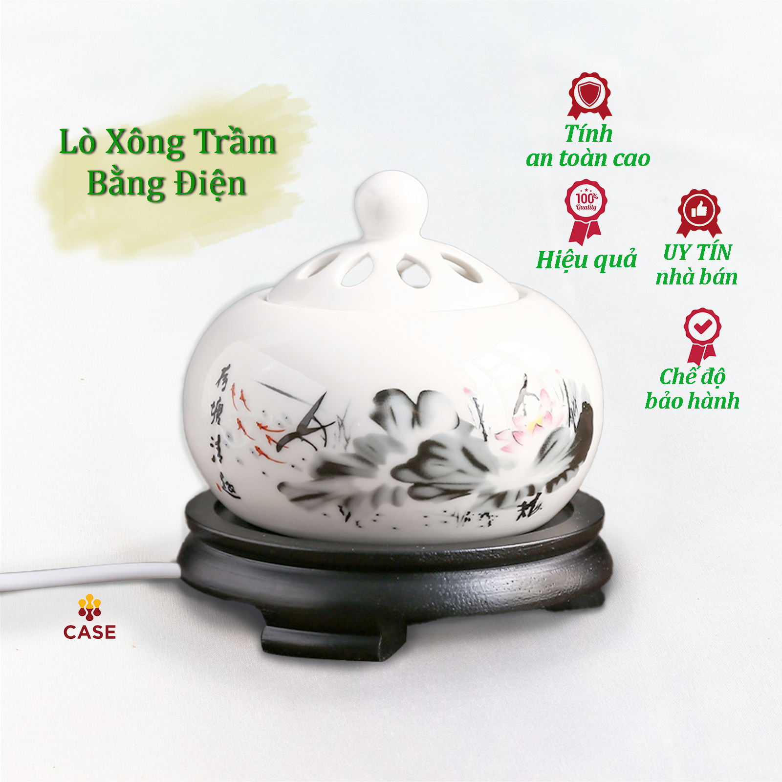 Lò Xông Trầm Hương Bằng ĐIện, Dụng Cụ Xông Trầm Bột Hoặc Trầm Miếng Có Hẹn Giờ- Lò Nhỏ LXN01