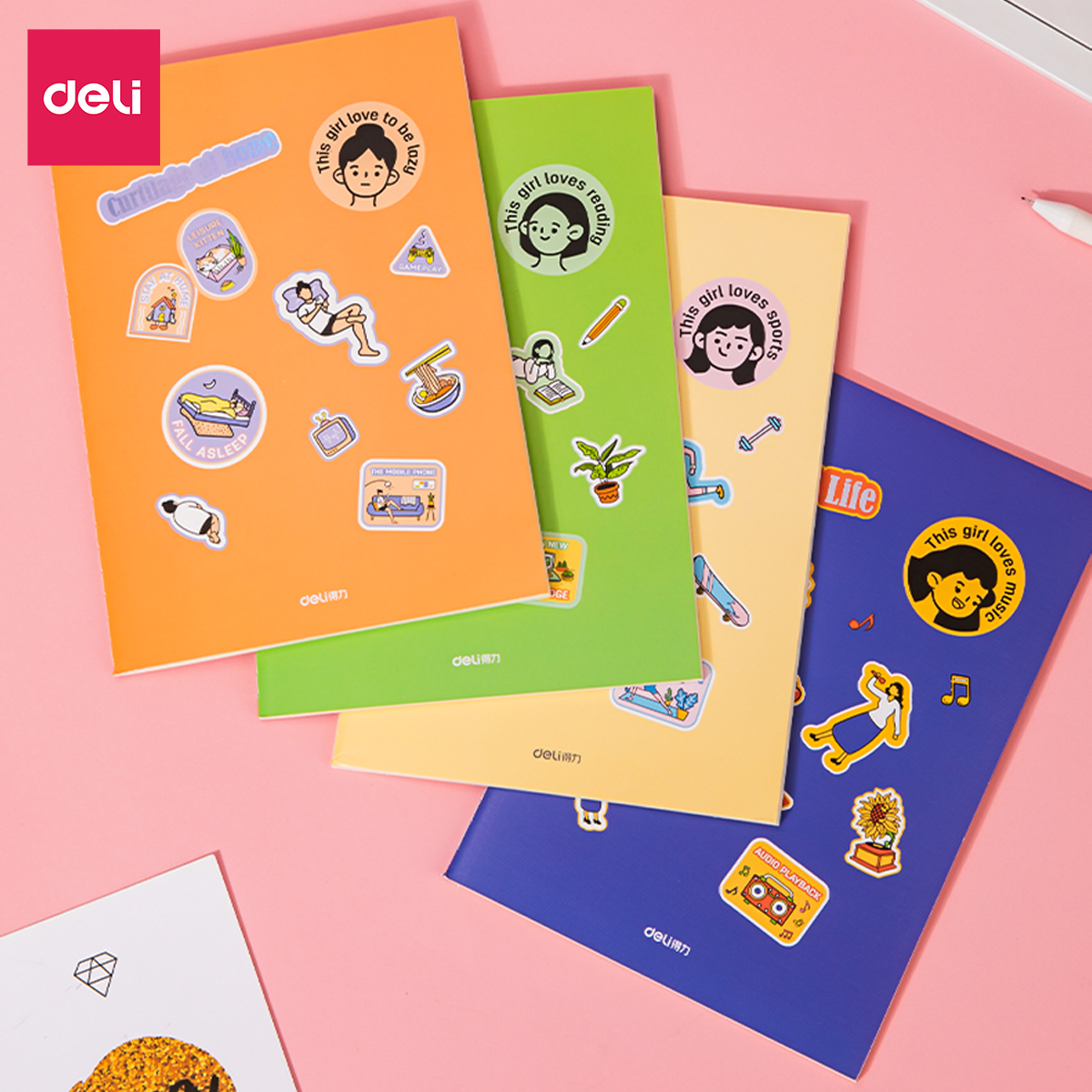 Sổ tay ghi chép khâu gáy A5 80 trang 70gsm Deli - Nhiều màu - Phù hợp làm sổ kế hoach planner, viết nhật kí, sử dụng như tập vở học sinh - FA540
