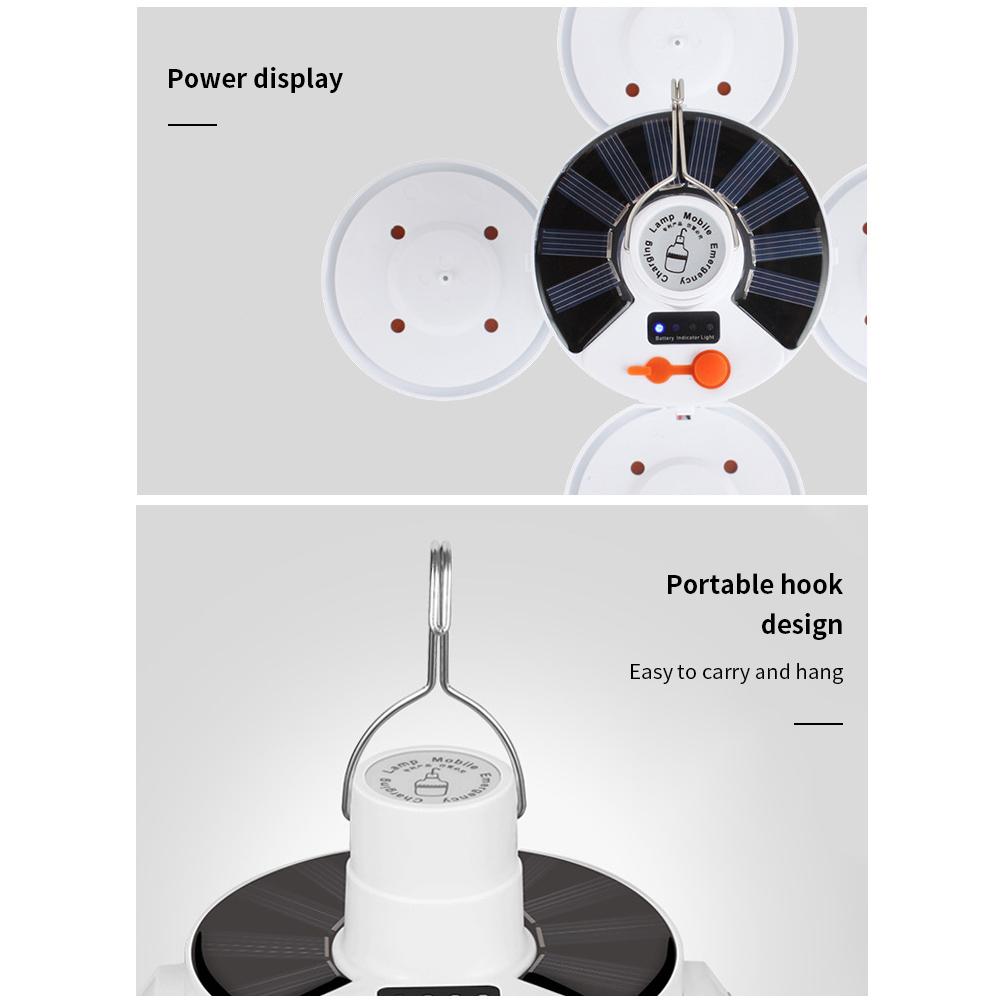 Đèn năng lượng mặt trời di động có thể gập lại 5 chế độ chiếu sáng đèn LED