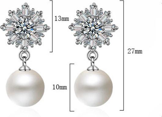 Bông Tai Ngọc Trai, Khuyên Tai Ngọc Trai Hoa Tuyết Hạt 10 Ly - XBB20 - Bảo Ngọc Jewelry