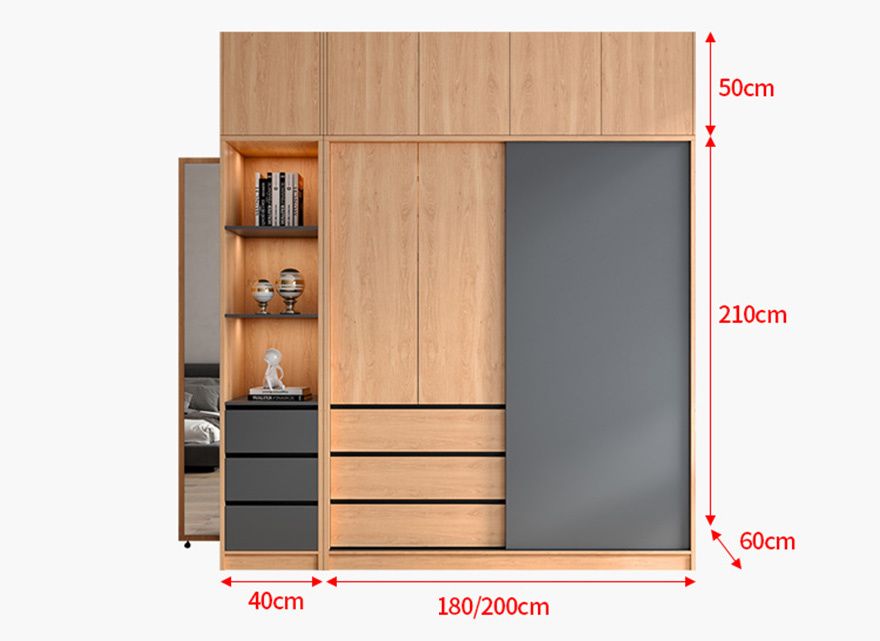 Tủ quần áo gỗ MDF kiểu dáng hiện đại