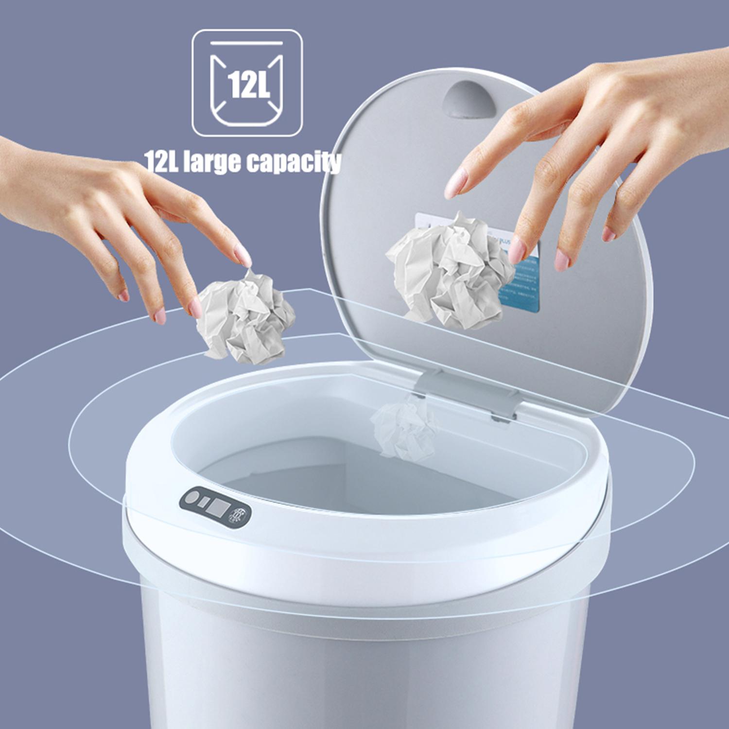 Thùng rác cảm ứng Knock, Thùng rác tự động Cảm biến chuyển động hồng ngoại có nắp đậy cho nhà bếp dung tích 12L