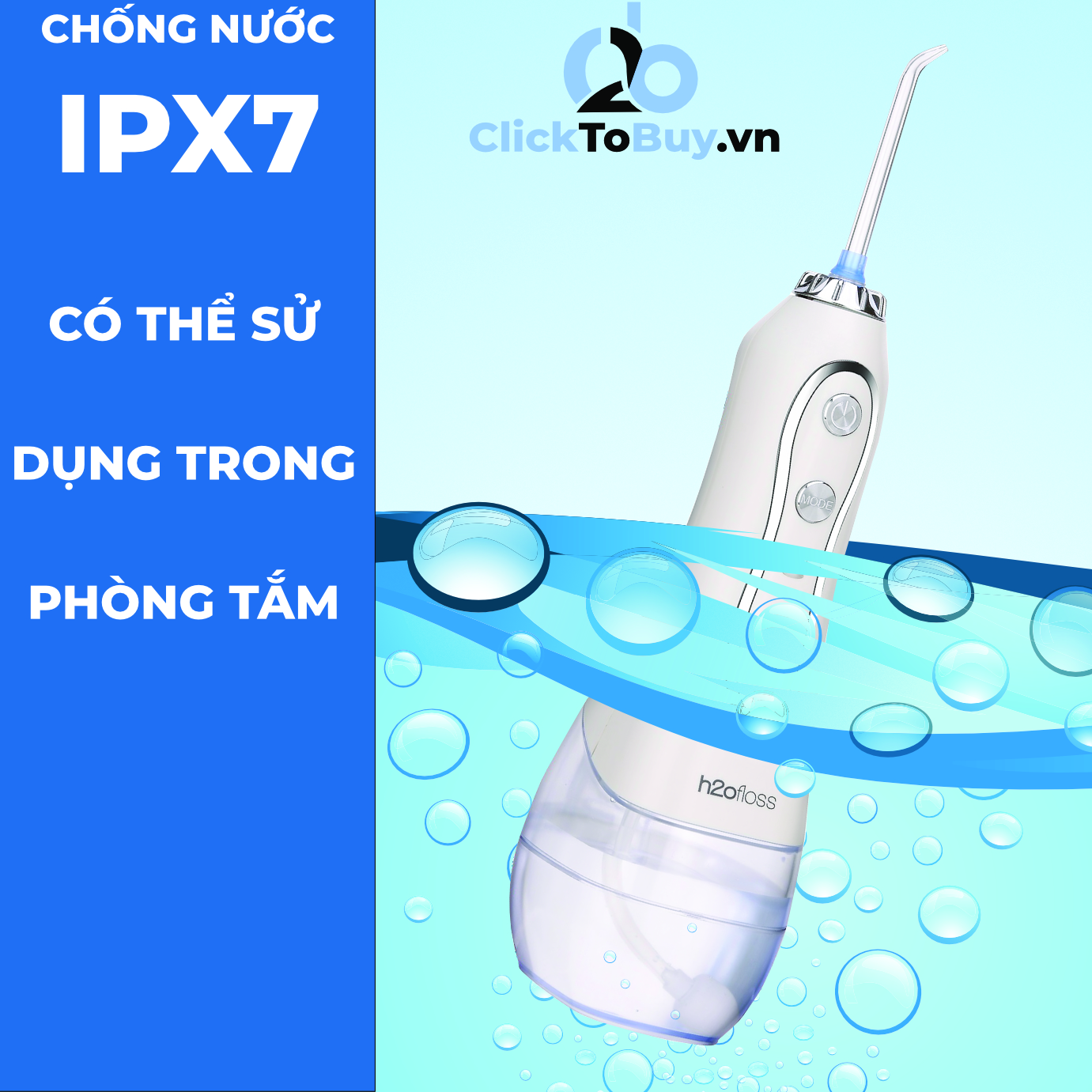 Tăm nước cầm tay H2ofloss HF-6. Tăm nước 5 chế độ, 5 đầu tăm đa chức năng, túi vải đựng máy, pin sử dụng tối đa 21 ngày, tặng kèm củ sạc nguồn thấp