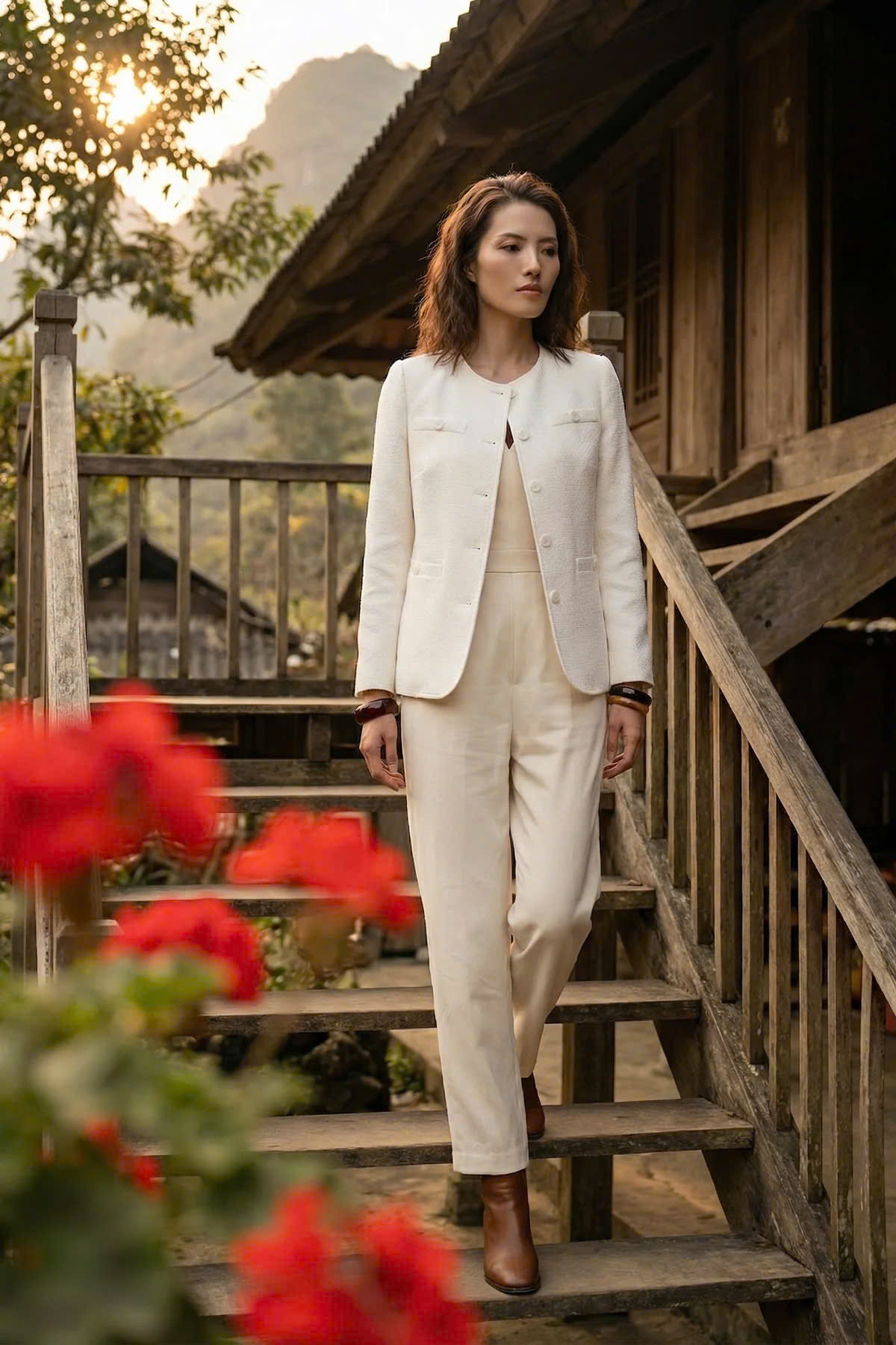 Áo Khoác Jacket Tweed Trắng Hà Giang Top187 thời trang thiết kế Hity