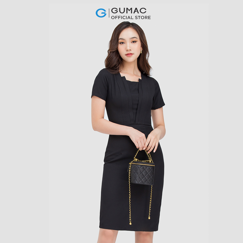 Đầm nữ GUMAC DC05011 form A hơi suông nhẹ cổ vuông thanh lịch