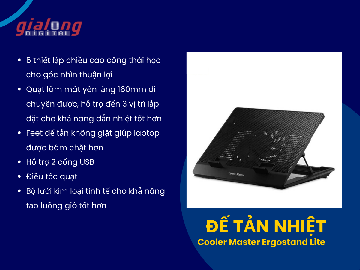 Đế tản nhiệt Cooler Master Ergostand Lite - Hàng chính hãng