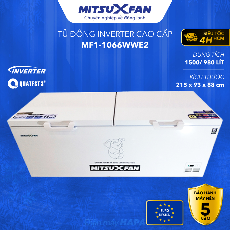 Tủ Đông Cao Cấp MITSUXFAN MF1-1266WWEI Inverter 1300 Lít, 01 Ngăn, Tủ Cấp Đông Tiêu Chuẩn Châu Âu - Hàng Chính Hãng
