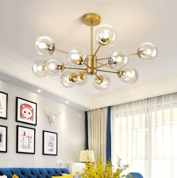 Đèn chùm GLEHIS cao cấp 12 bóng trang trí nội thất sang trọng, hiện đại - kèm bóng LED chuyên dụng.