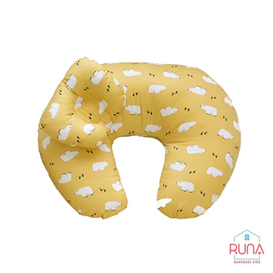 Gối cho con bú RUNA KIDS chất liệu Satin cao cấp giúp bé bú thoải mái đúng tư thế an toàn cho bé