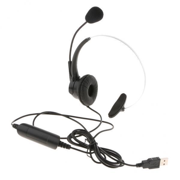 4xCall Center Monaural USB Plug Headset Headphones with Mic for Computer